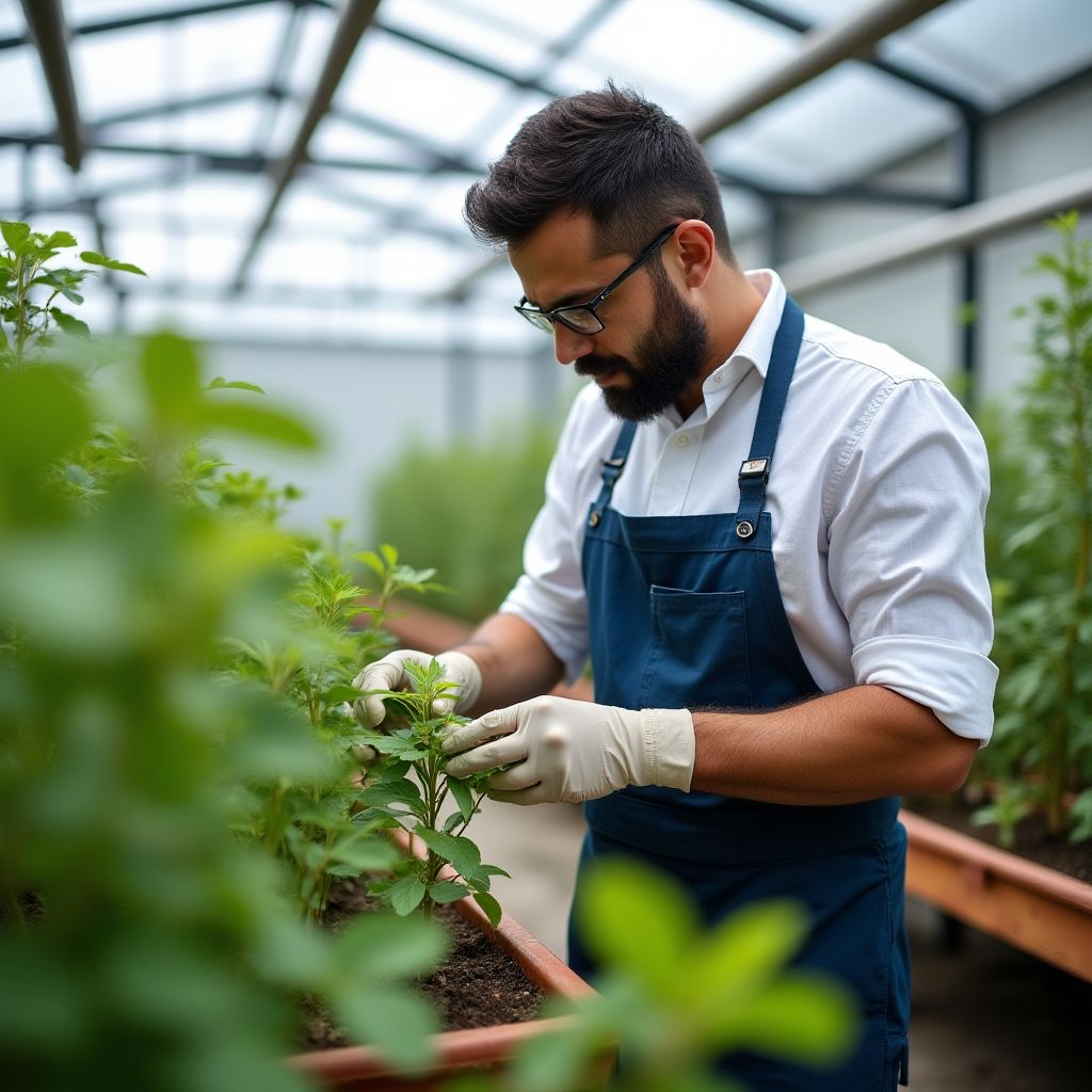 Expert botanique dans une serre